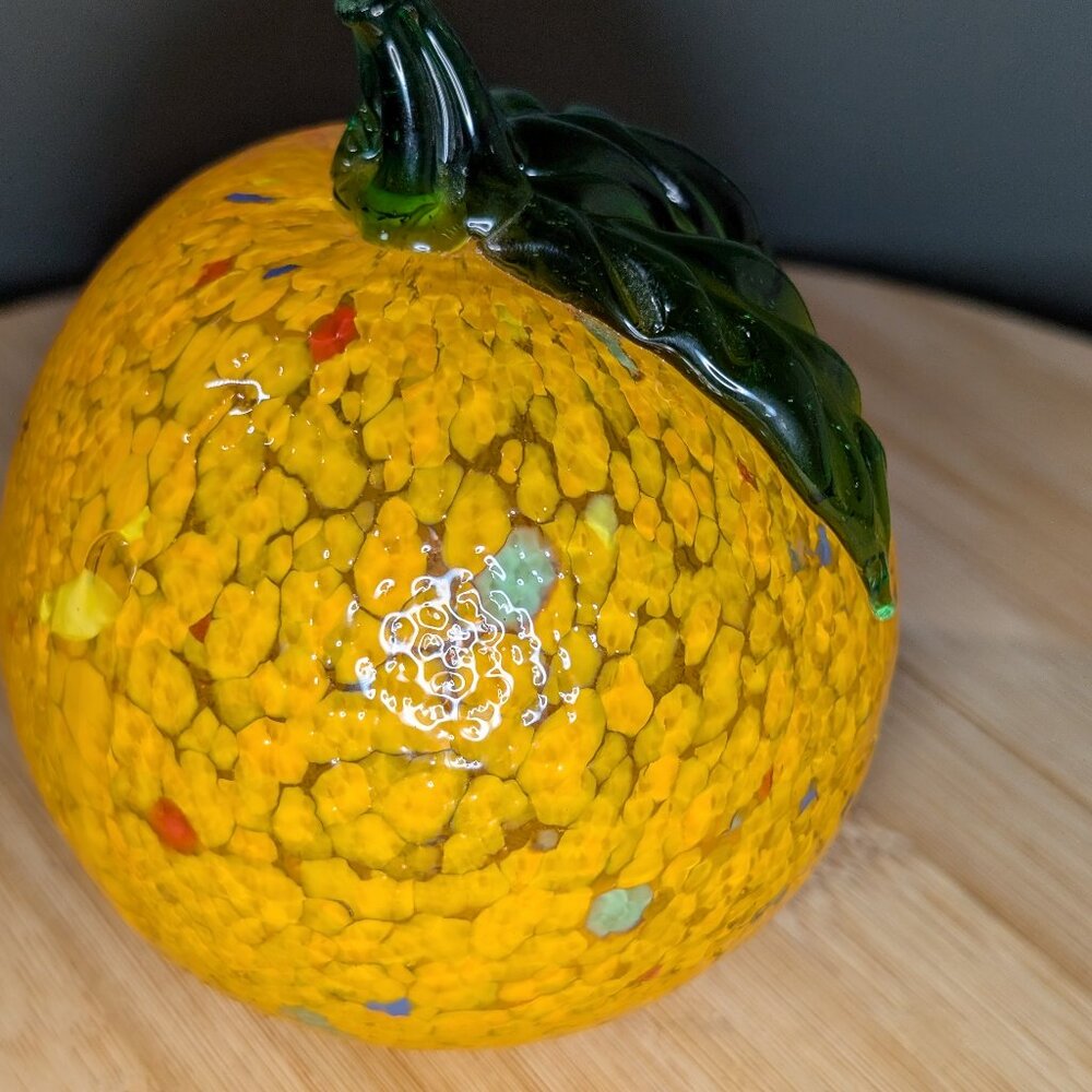 Yellow Glass Fruit Decor with Green Leaf